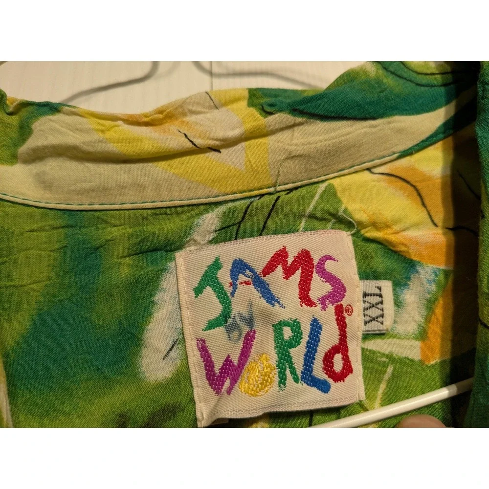 Vtg. Jams World Shirt Mens 2XL Green Tropical Floral Hawaiian Aloha Rayon‎ USA - Picture 5 of 15